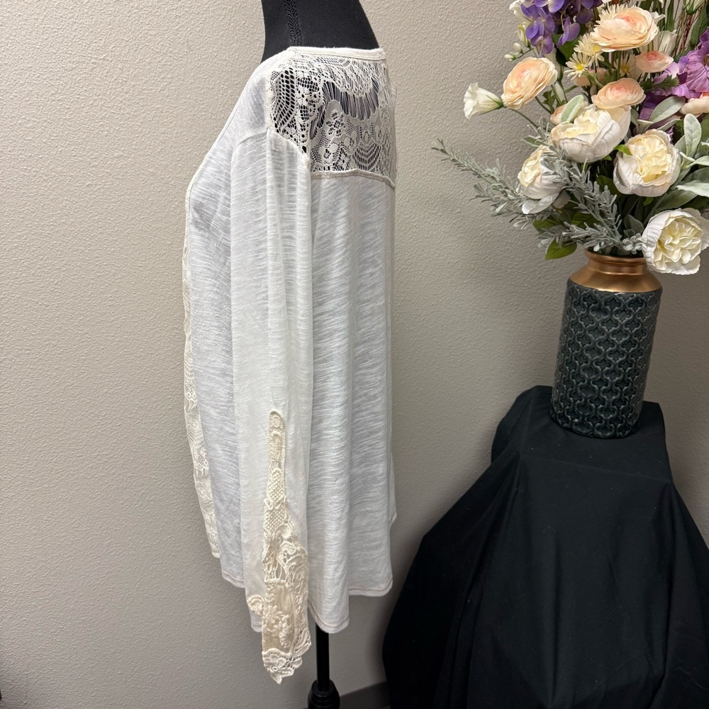 Jolt XXL White Long Sleeve Lace Boho Blouse Top – Romantic Festival Layering - Picture 2 of 9